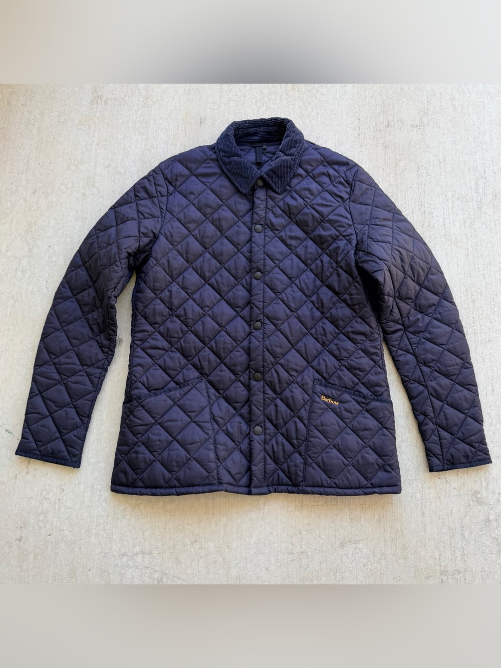 Barbour Liddesdale Jacket Men’s Size XL D349 Quilted Navy Snap Button